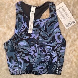 Lululemon Athletica Blue and Black Abstract Racerback Crop Tank